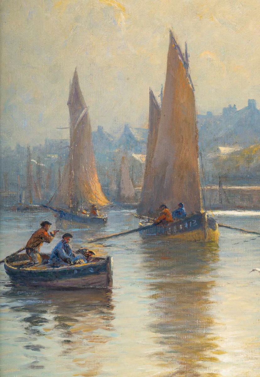 Georges Maroniez (1865–1933) – Retour de Pêche, huile sur toile vers 1900-photo-4