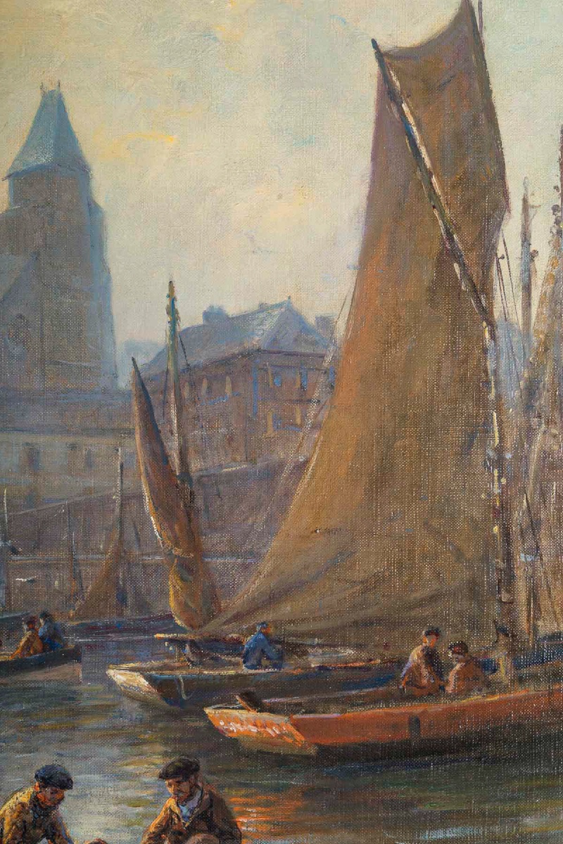 Georges Maroniez (1865–1933) – Retour de Pêche, huile sur toile vers 1900-photo-2