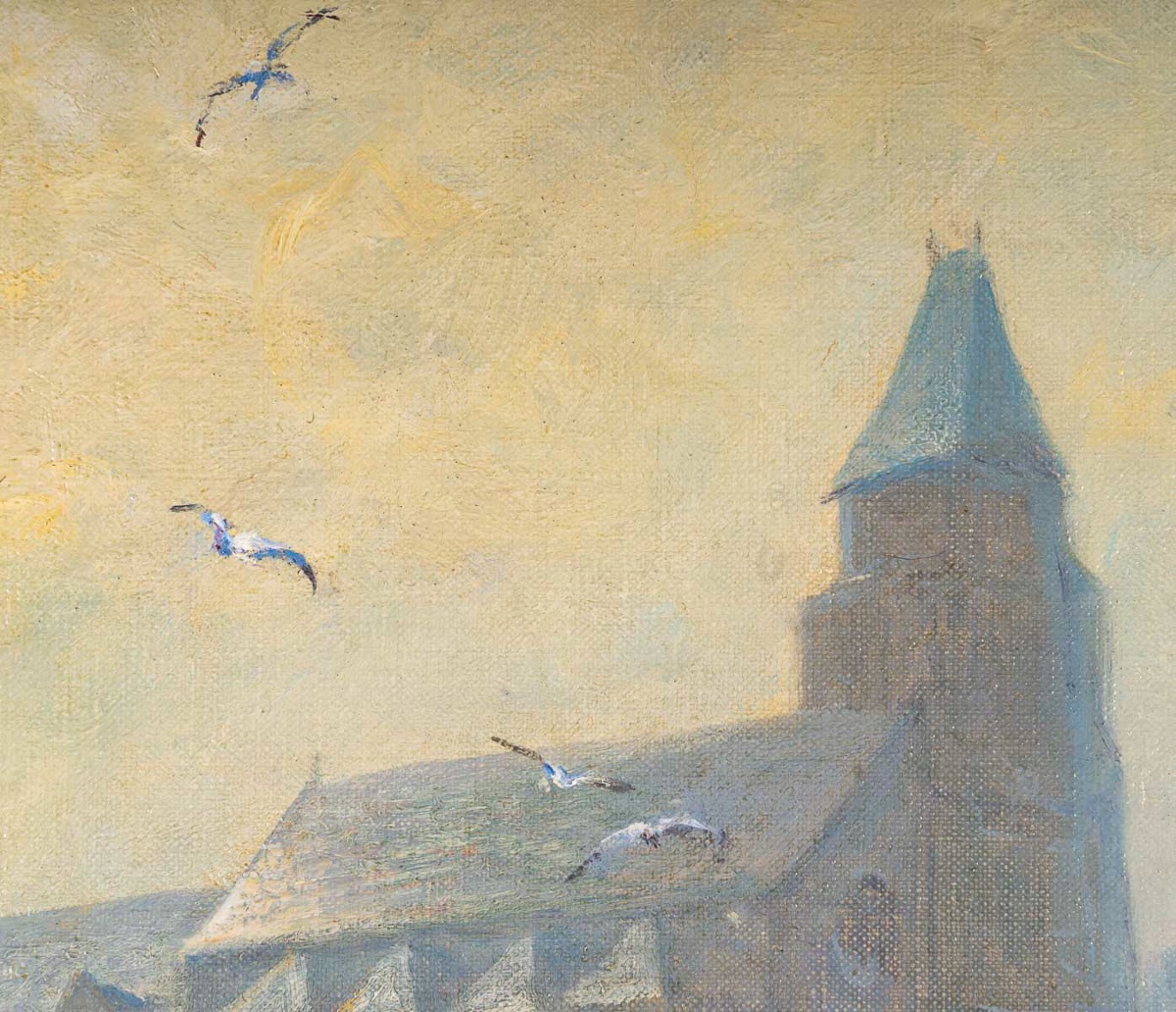 Georges Maroniez (1865–1933) – Retour de Pêche, huile sur toile vers 1900-photo-4