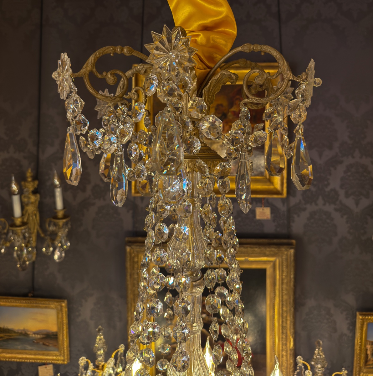 Twelve-arm Gilt Bronze And Baccarat Crystal Chandelier, C. 1880-photo-3