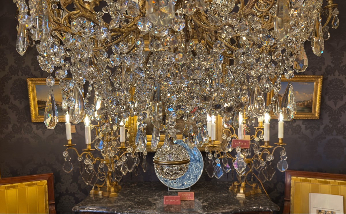 Twelve-arm Gilt Bronze And Baccarat Crystal Chandelier, C. 1880-photo-6