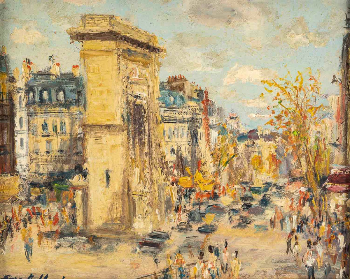 Serge Belloni (1925-2005) La Porte Saint-denis Oil On Canvas Circa 1970-photo-2