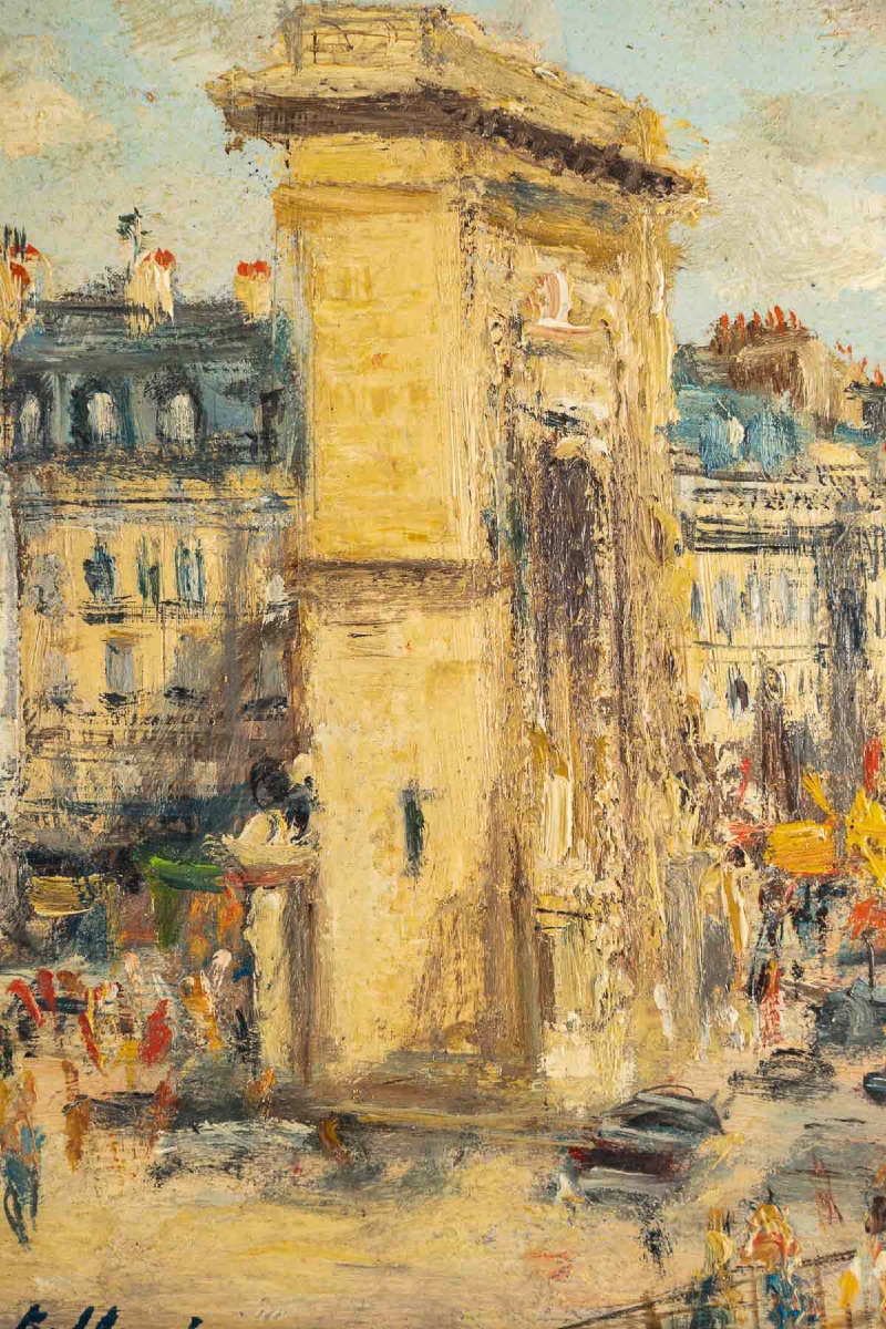 Serge Belloni (1925-2005) La Porte Saint-denis Oil On Canvas Circa 1970-photo-3