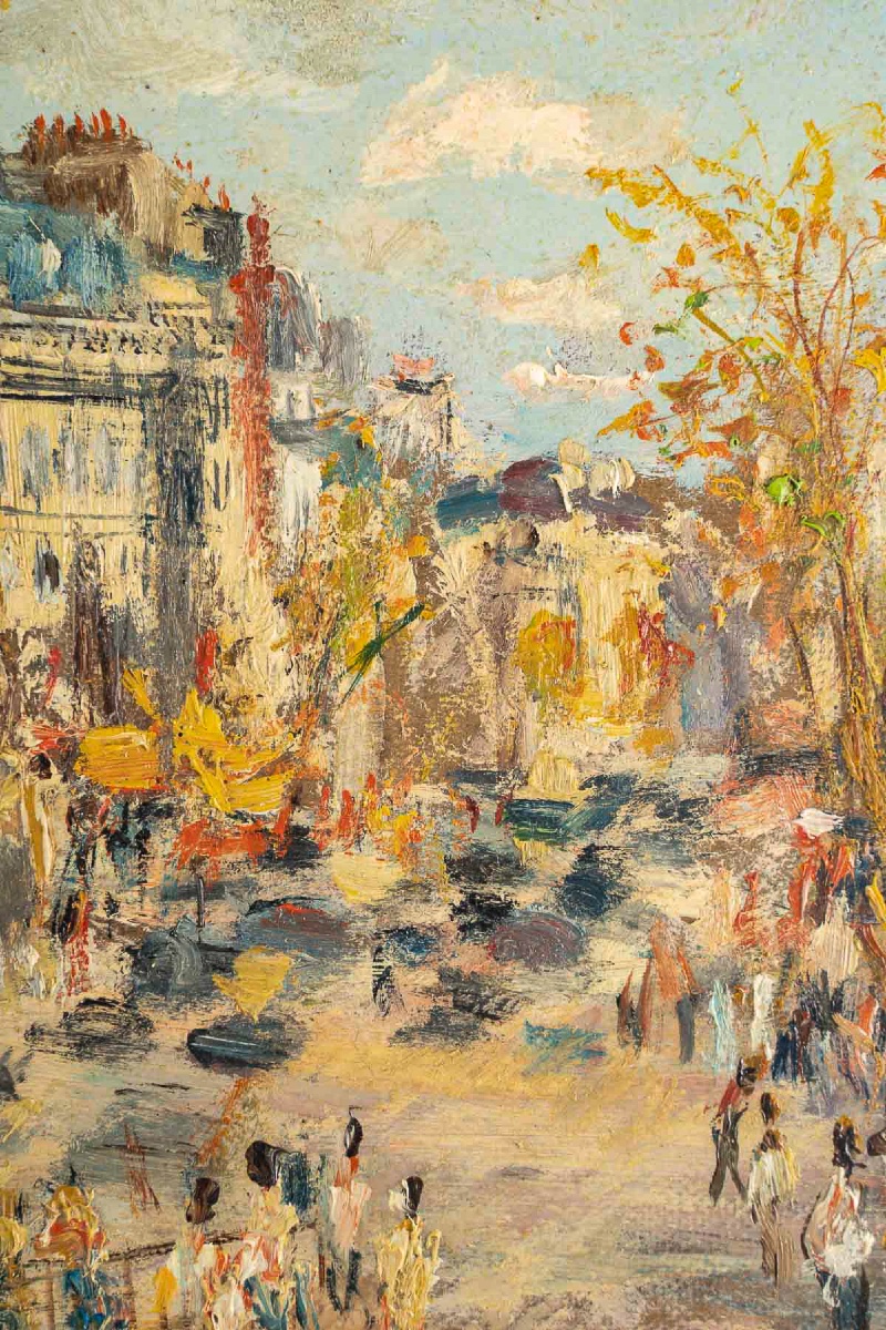 Serge Belloni (1925-2005) La Porte Saint-denis Oil On Canvas Circa 1970-photo-4
