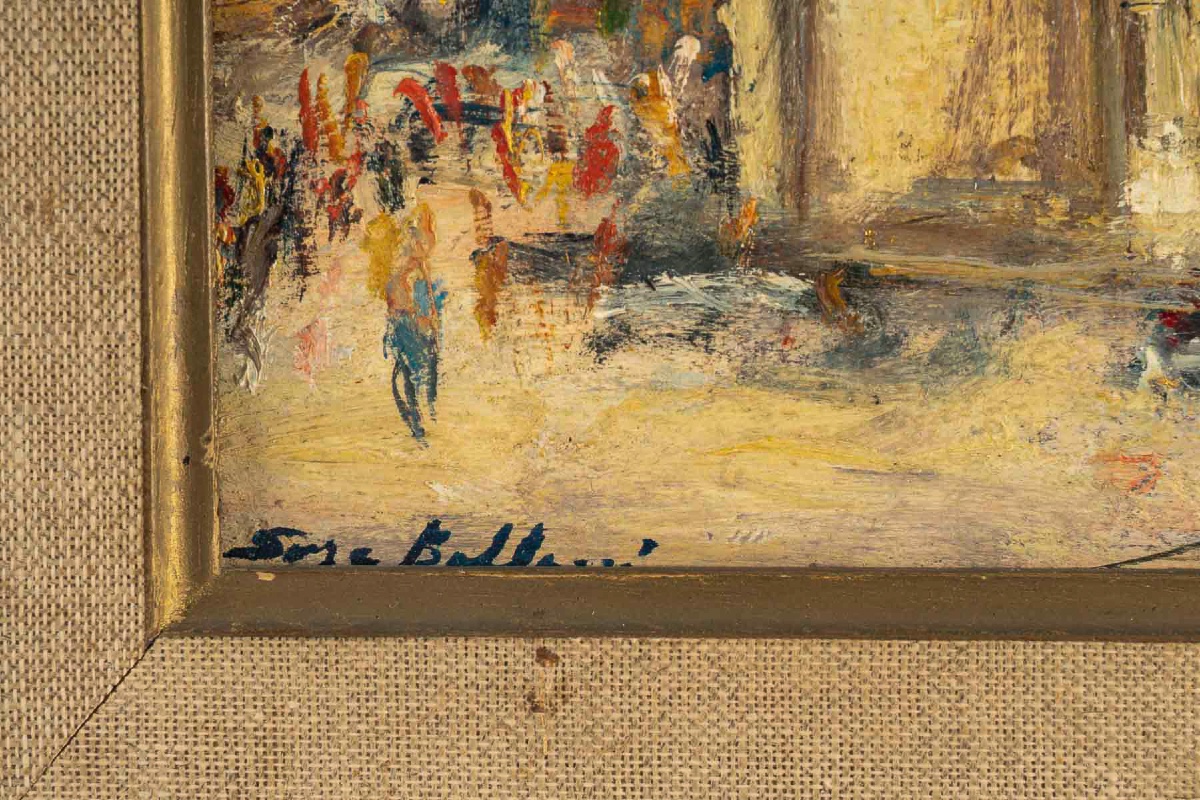 Serge Belloni (1925-2005) La Porte Saint-denis Oil On Canvas Circa 1970-photo-2