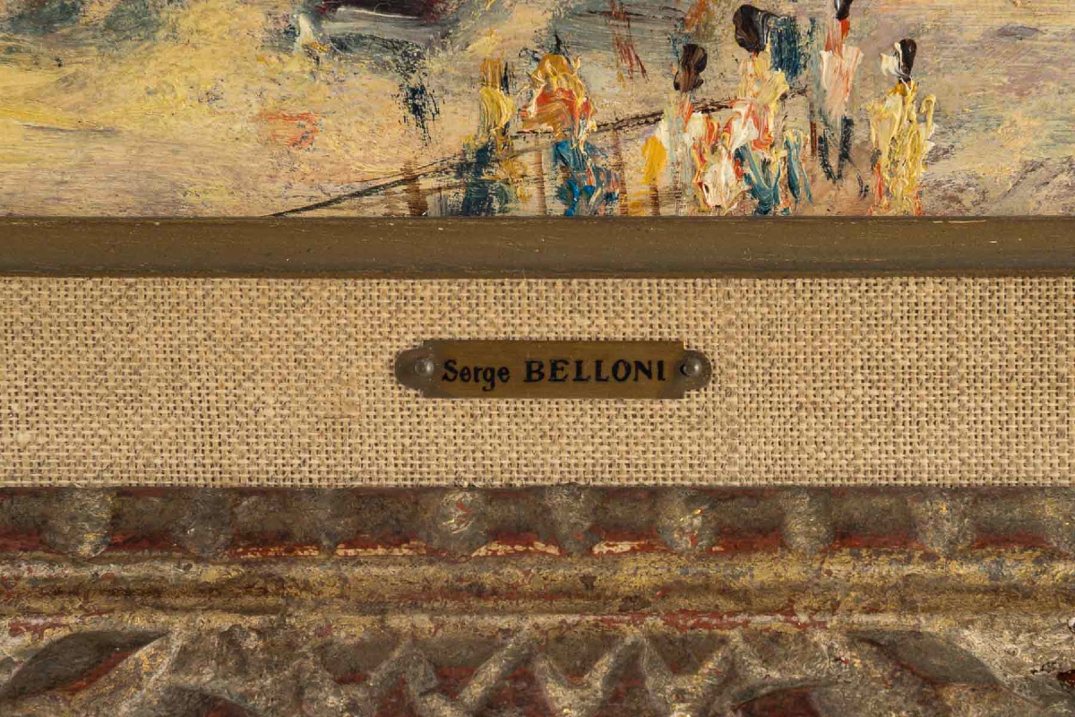 Serge Belloni (1925-2005) La Porte Saint-denis Oil On Canvas Circa 1970-photo-3