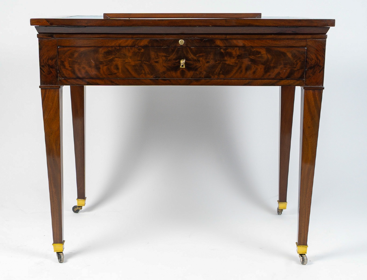 Directoire Period Mahogany And Flamed Cuban Mahogany Tronchin Table, C. 1795-1799-photo-2