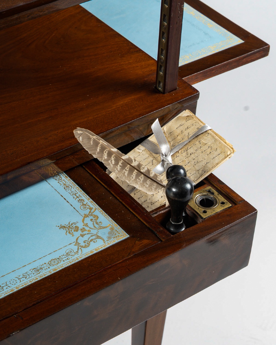 Directoire Period Mahogany And Flamed Cuban Mahogany Tronchin Table, C. 1795-1799-photo-2