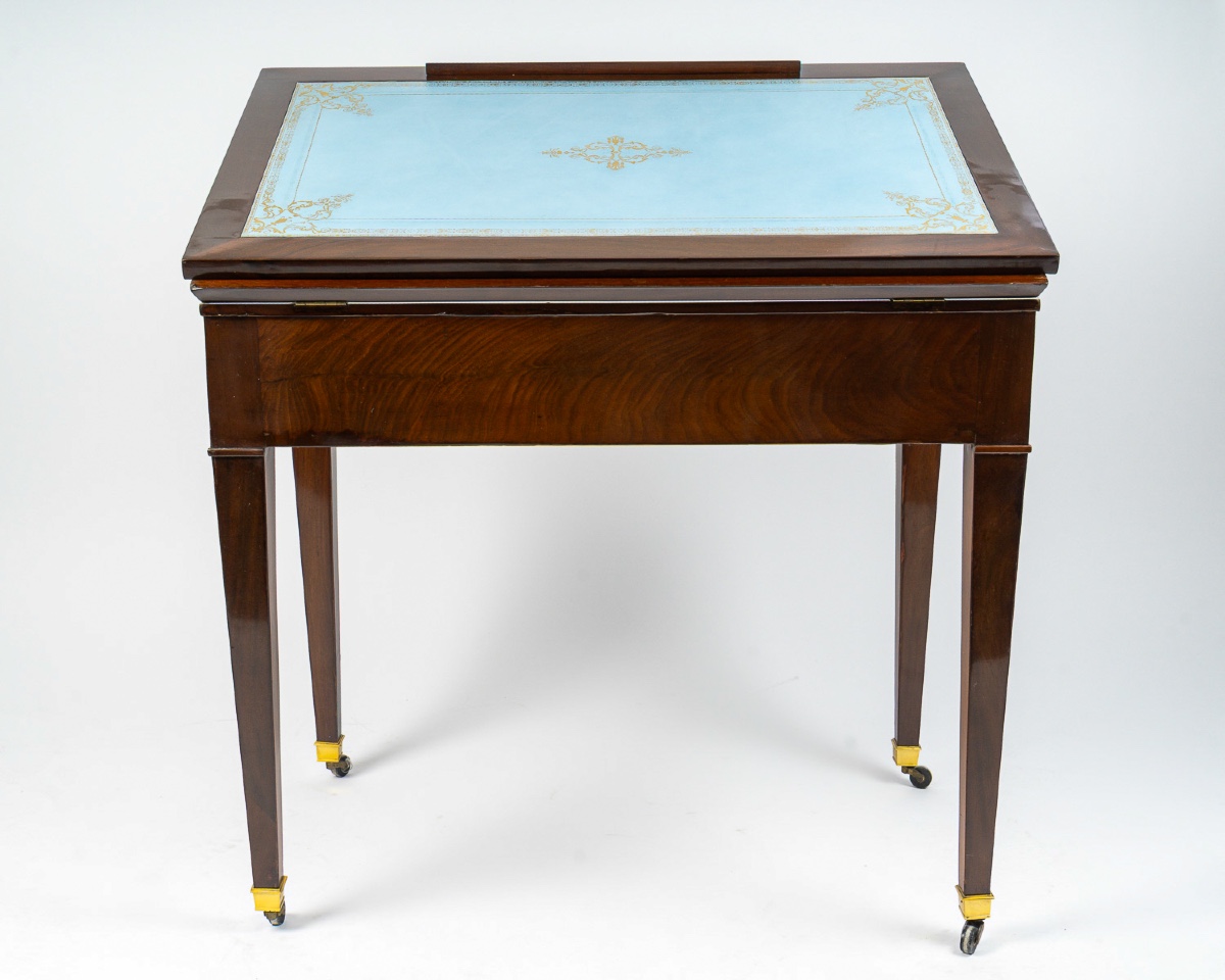 Directoire Period Mahogany And Flamed Cuban Mahogany Tronchin Table, C. 1795-1799-photo-7