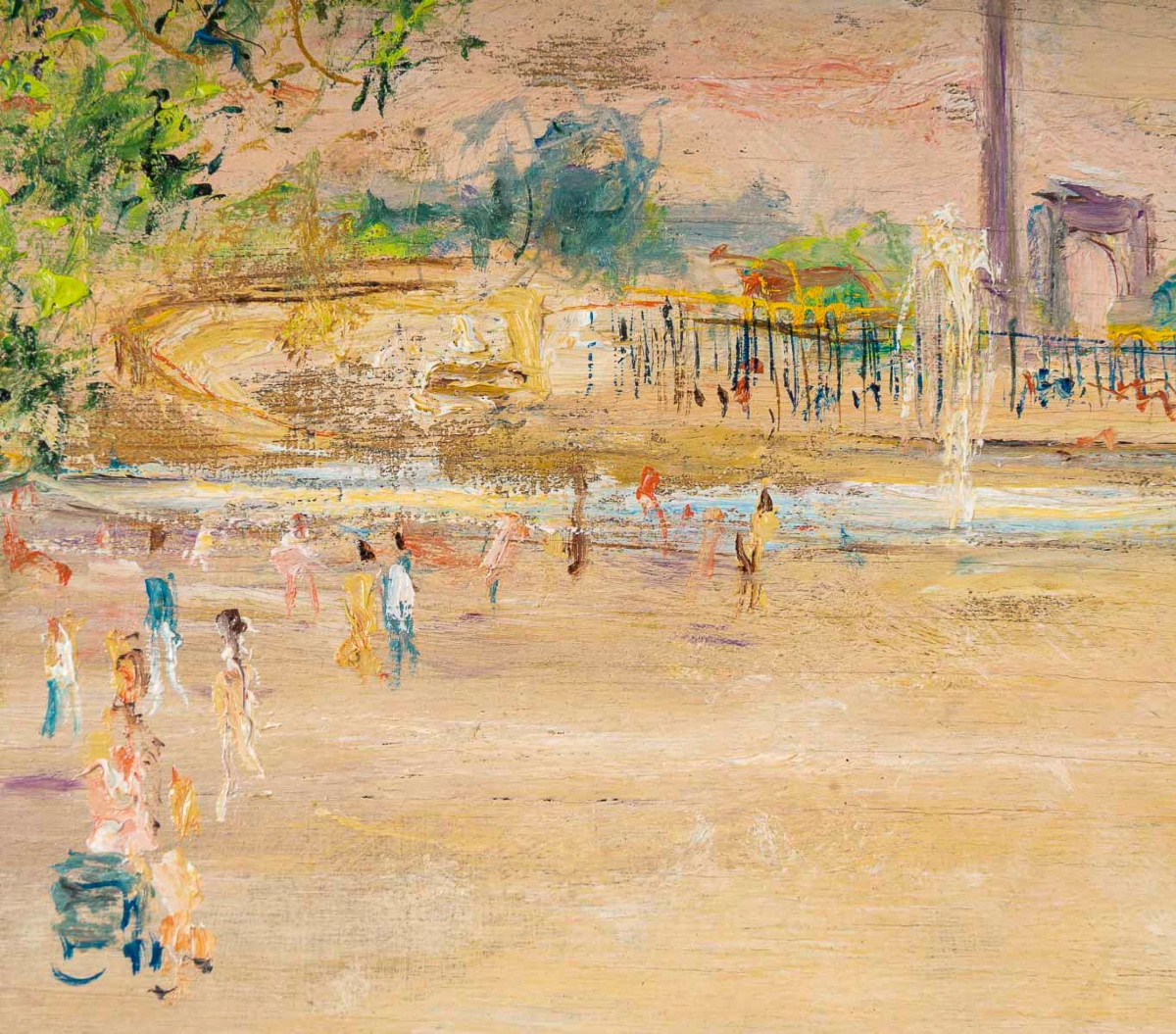 Serge Belloni (1925-2005) - Le Jardin des Tuileries huile sur bois vers 1970-photo-3