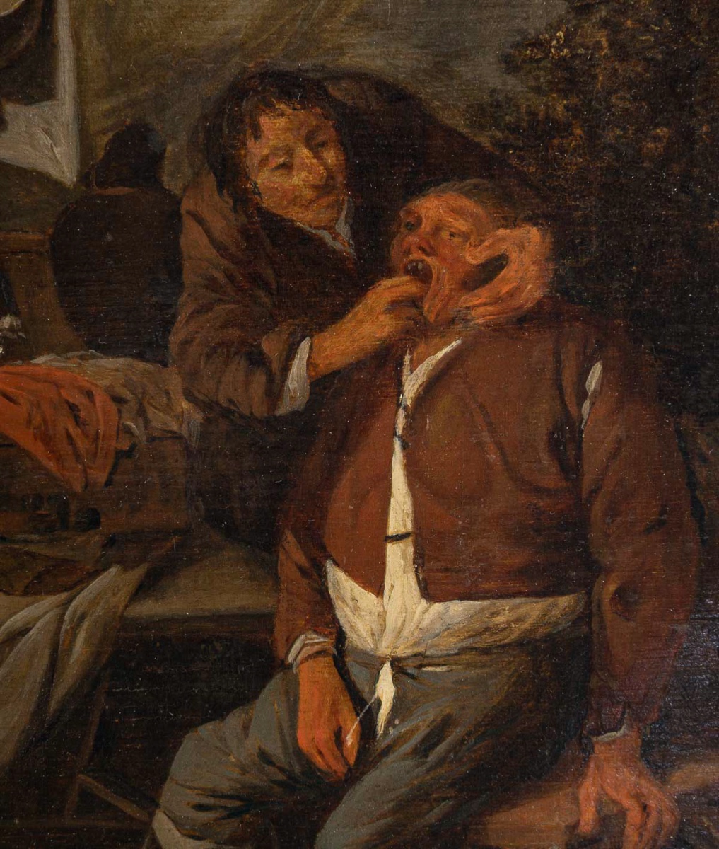 L’arracheur de dents suiveur de Pieter de Bloot, école hollandaise vers 1700-photo-1