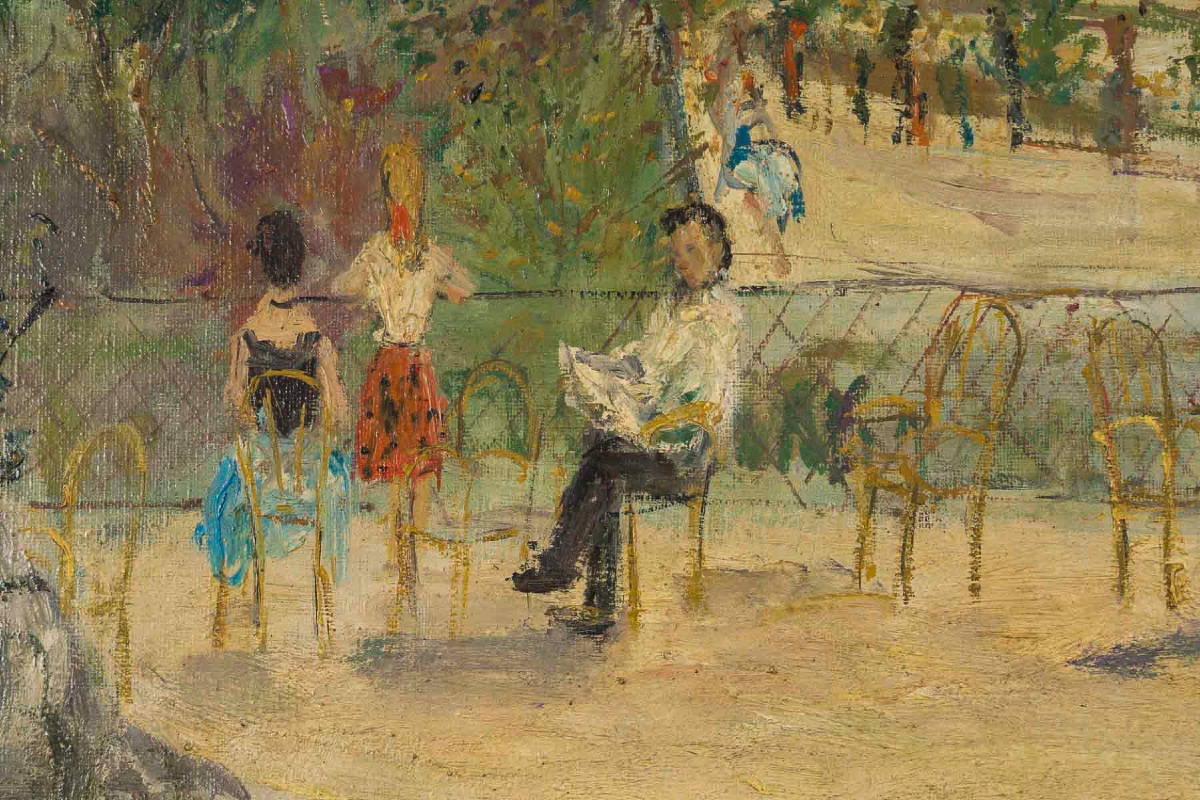 Serge Belloni (1925–2005) Montmartre Louise Michel Square From Sacré-coeur, Oil On Canvas-photo-3