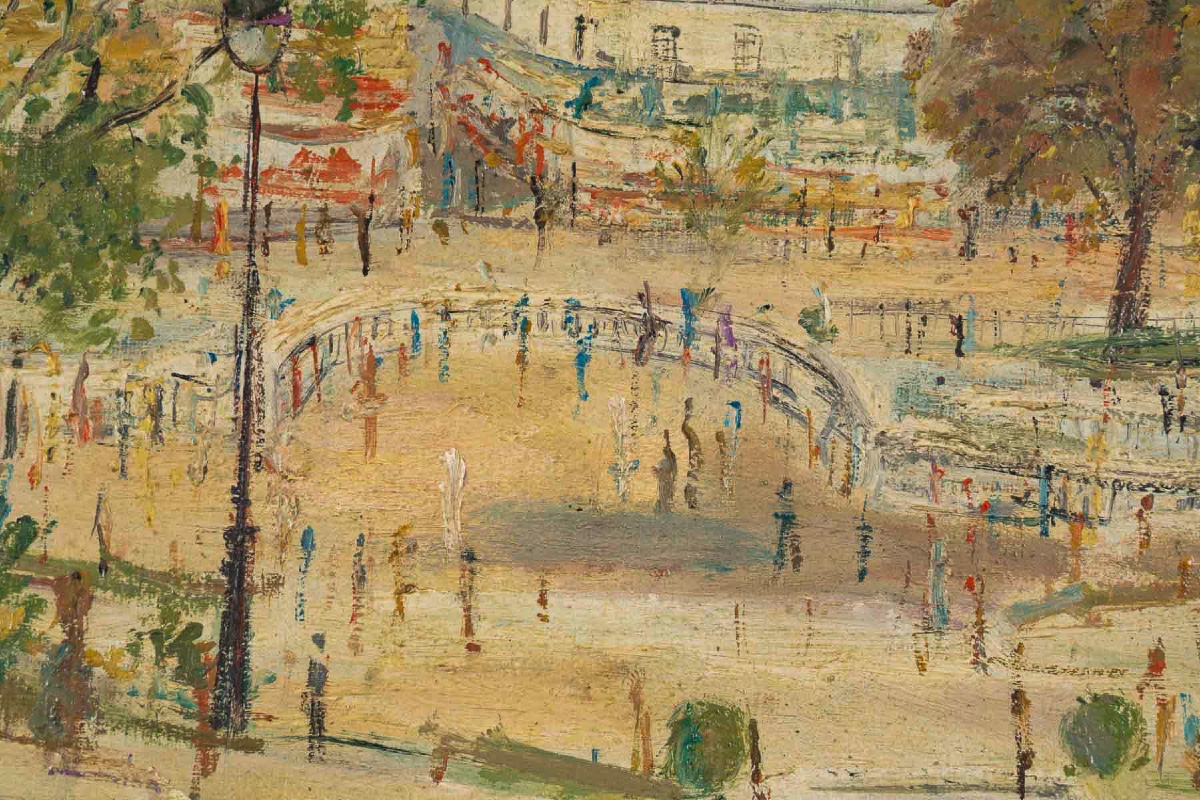 Serge Belloni (1925–2005) Montmartre Louise Michel Square From Sacré-coeur, Oil On Canvas-photo-3