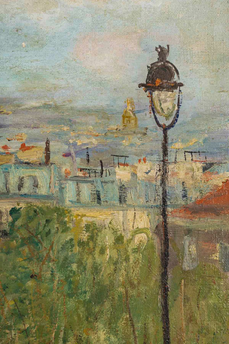 Serge Belloni (1925–2005) Montmartre Louise Michel Square From Sacré-coeur, Oil On Canvas-photo-5