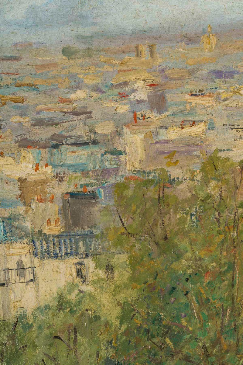 Serge Belloni (1925–2005) Montmartre Louise Michel Square From Sacré-coeur, Oil On Canvas-photo-6