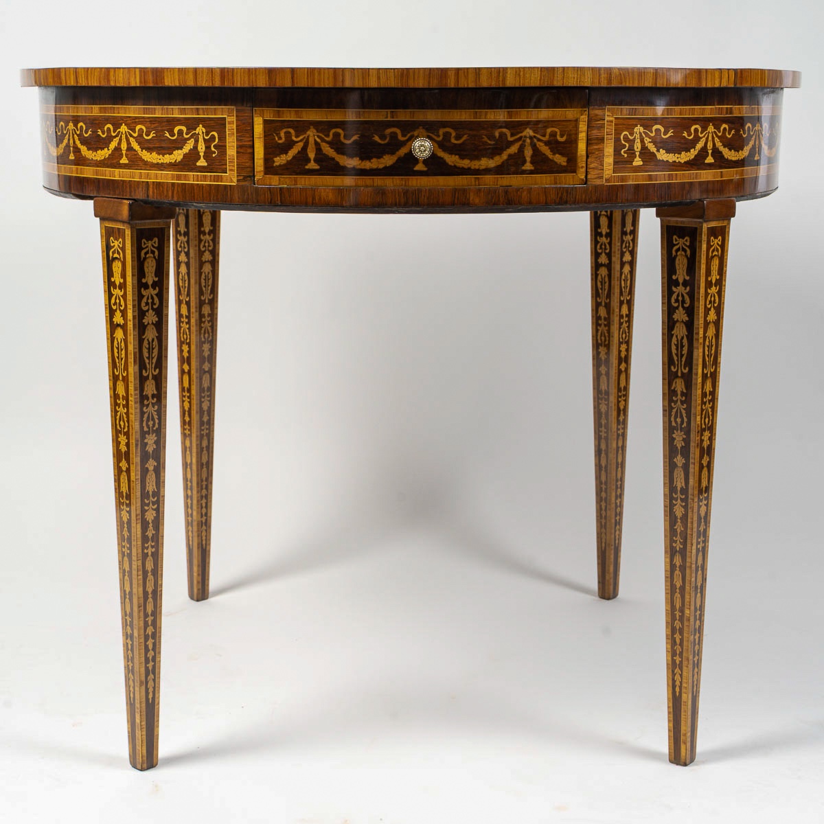 Table circulaire en marqueterie au Mythe de Phaéton, Italie fin XVIIIe siècle-photo-3