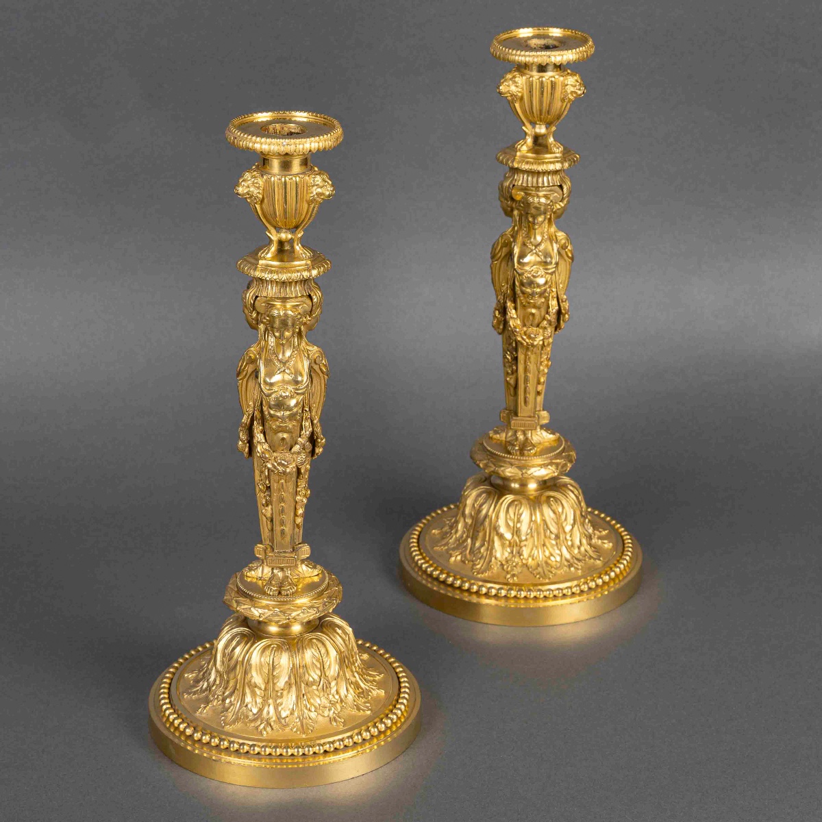 Pair Of Louis XVI Style Gilt Bronze Flambeaux, After Jean-démosthène Dugourc (1749–1825)-photo-7