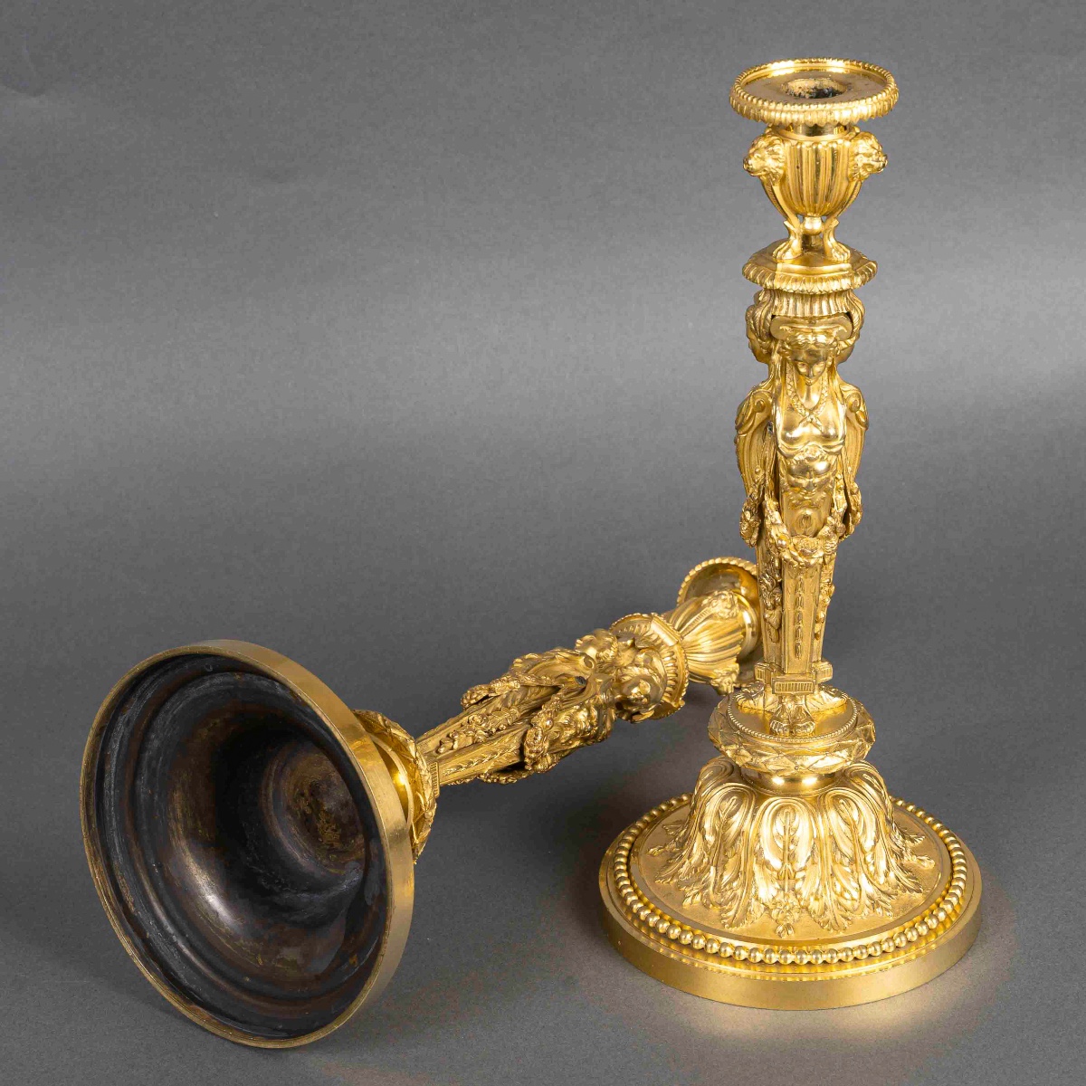 Pair Of Louis XVI Style Gilt Bronze Flambeaux, After Jean-démosthène Dugourc (1749–1825)-photo-8