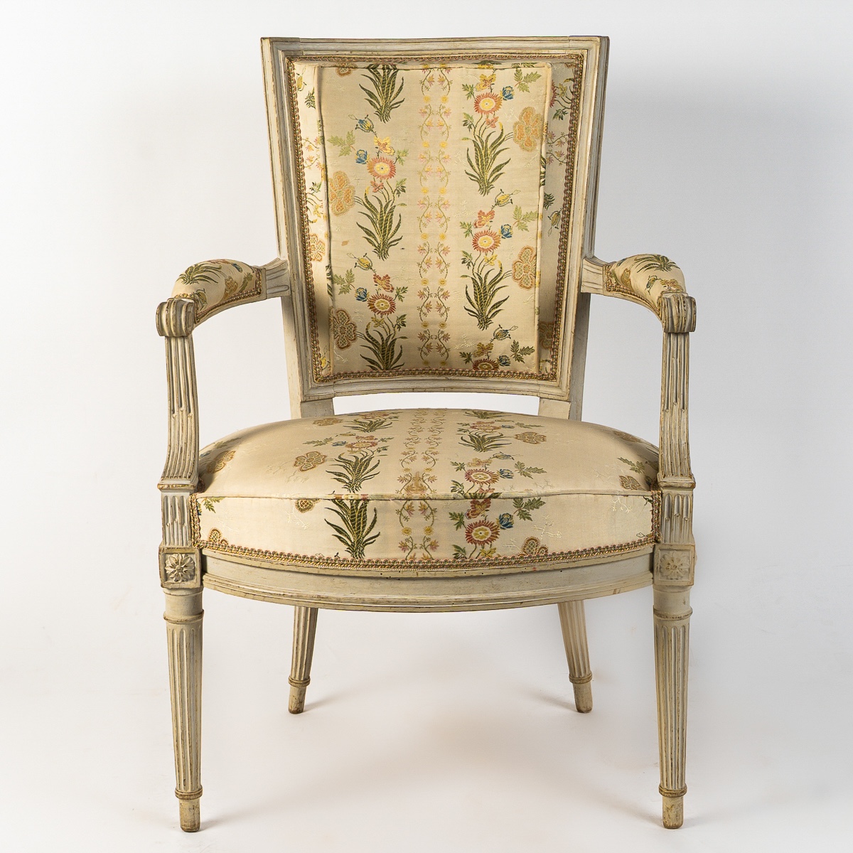 Claude Javoy, Master In 1779 Set Of Four Louis XVI Cabriolet Armchairs Period In Painted Beech-photo-2