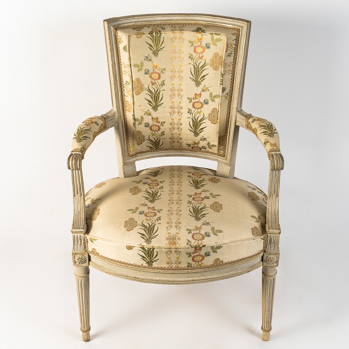 Claude Javoy, Master In 1779 Set Of Four Louis XVI Cabriolet Armchairs Period In Painted Beech-photo-3
