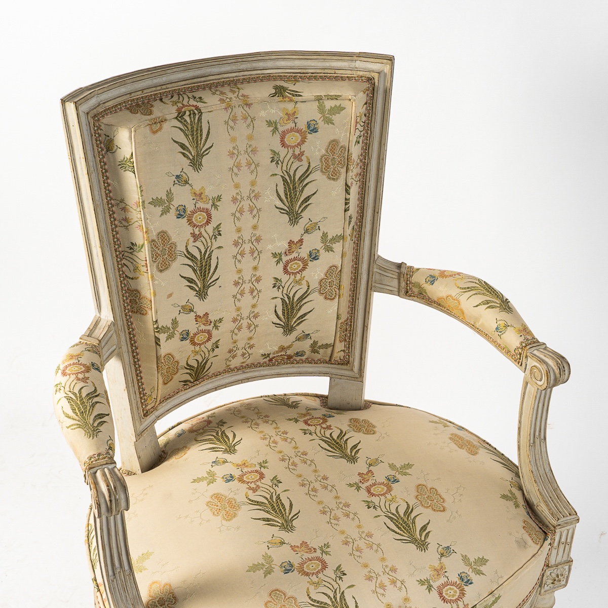 Claude Javoy, Master In 1779 Set Of Four Louis XVI Cabriolet Armchairs Period In Painted Beech-photo-1