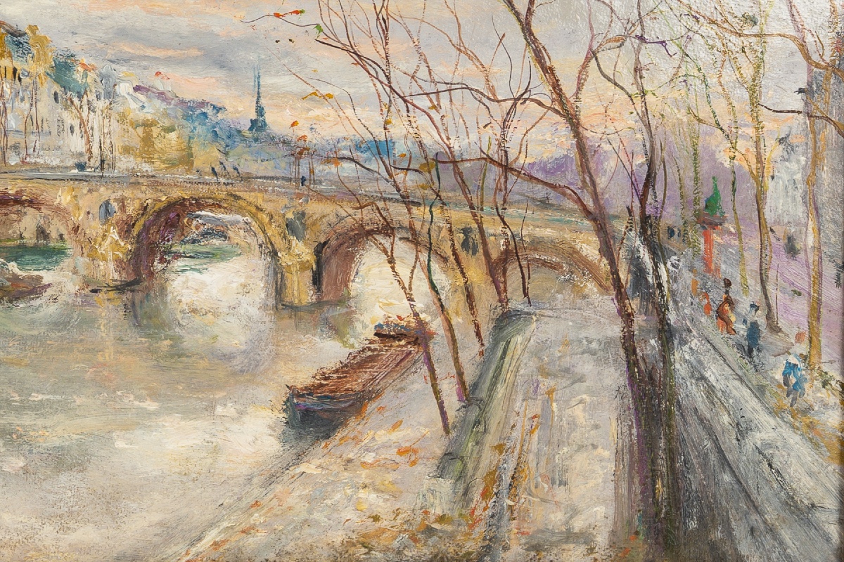 Serge Belloni (1925-2005) Le Pont Marie et l’Ile Saint-Louis Huile sur panneau vers 1970-photo-1