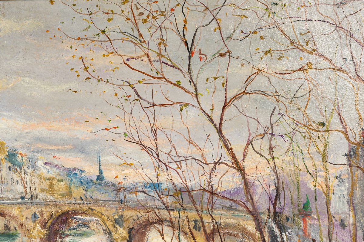 Serge Belloni (1925-2005) Le Pont Marie et l’Ile Saint-Louis Huile sur panneau vers 1970-photo-2