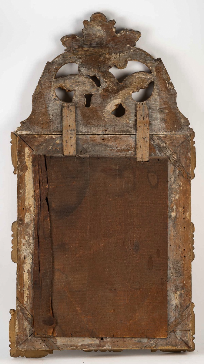 Miroir en bois sculpté à patine doré d’époque Régence vers 1715-1723-photo-2
