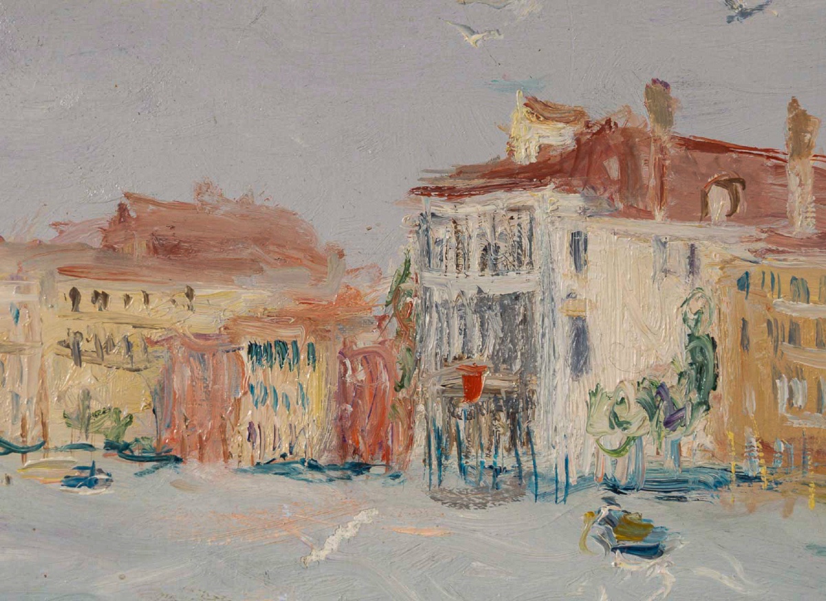 Serge Belloni (1925-2005) Vue du Grand Canal et du Palais CA’ d’Oro huile sur toile vers 1970-photo-2