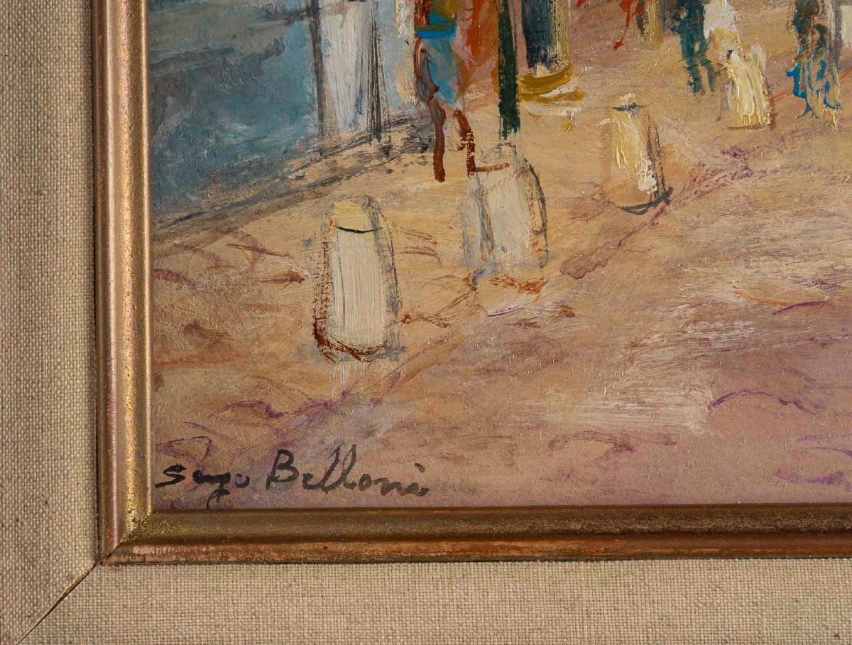 Serge Belloni (1925-2005) - Paris Spring View Of Rue De L’abreuvoir  Oil On Panel, Circa 1980-photo-3