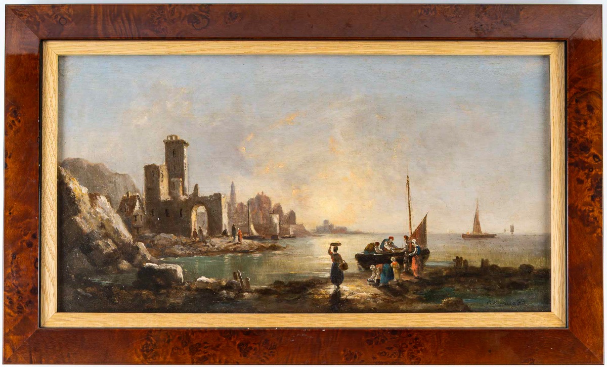 Charles-euphrasie Kuwasseg (1833-1904) Return Of The Fishermen And Landing Of The Fish-photo-2