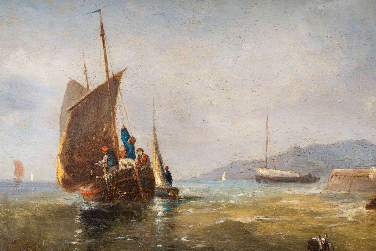 Charles-euphrasie Kuwasseg (1833-1904) Return Of The Fishermen And Landing Of The Fish-photo-5