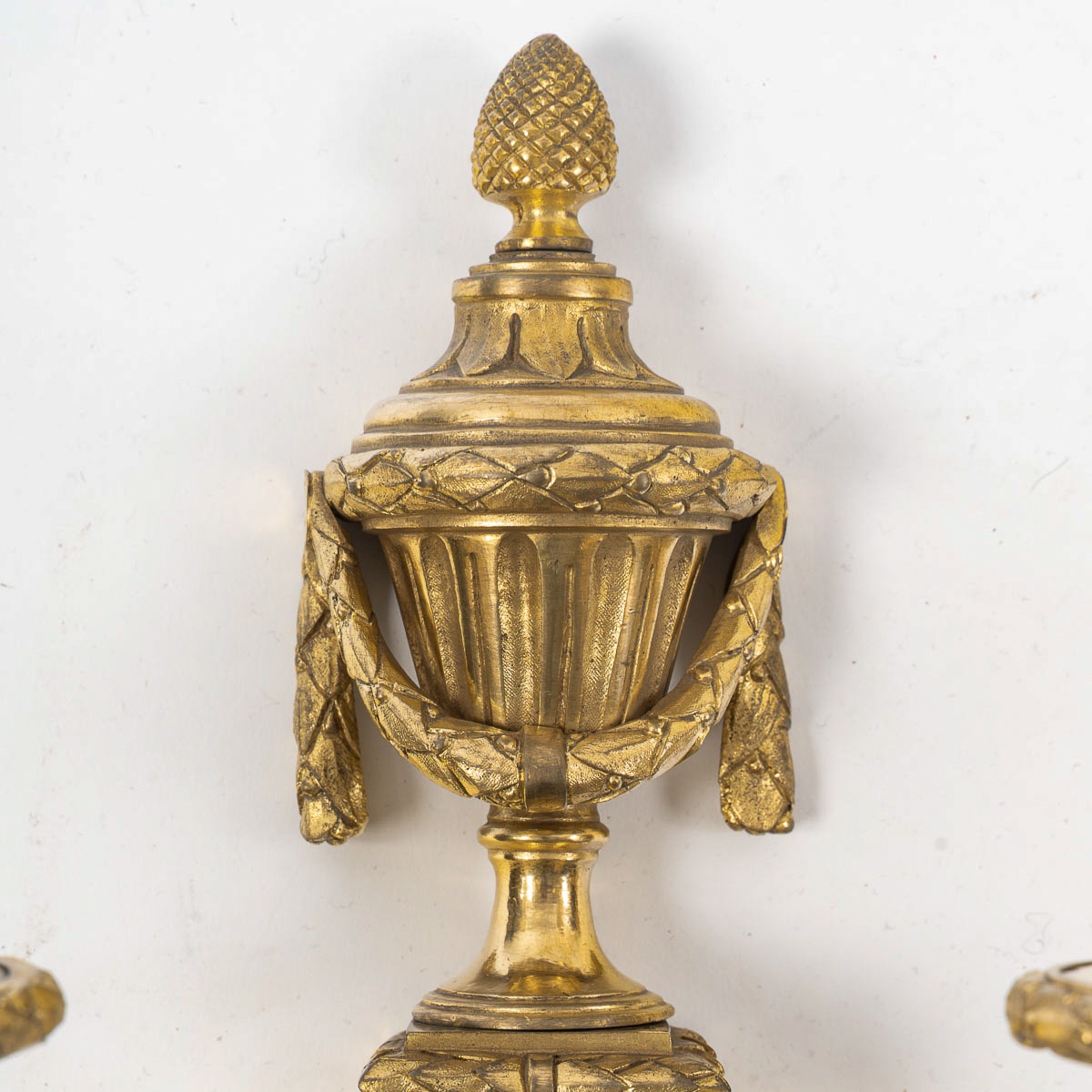 Pair Of Gilt Bronze Louis XVI Style Wall Sconces, Manufactured Circa 1820-1850-photo-4