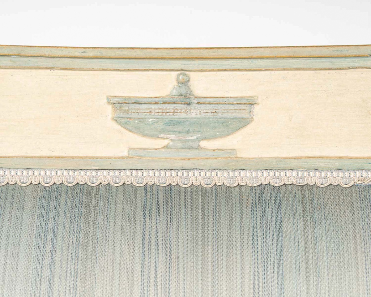 Paire de fauteuils d’époque Empire (1805-1815) en hêtre laqué à rechampi bleu-photo-3