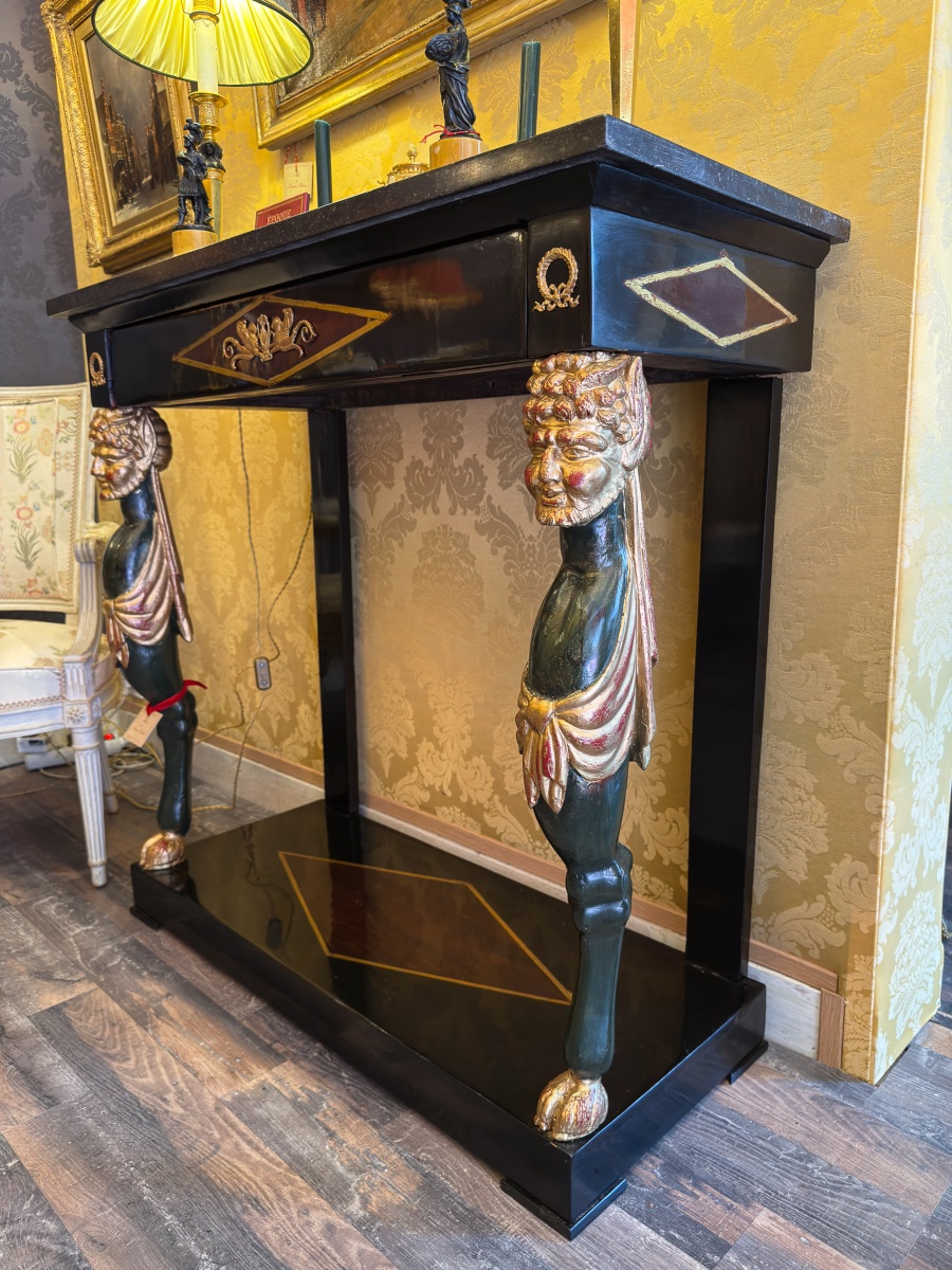 Console Empire à décor de satyres Italie vers 1810-photo-4