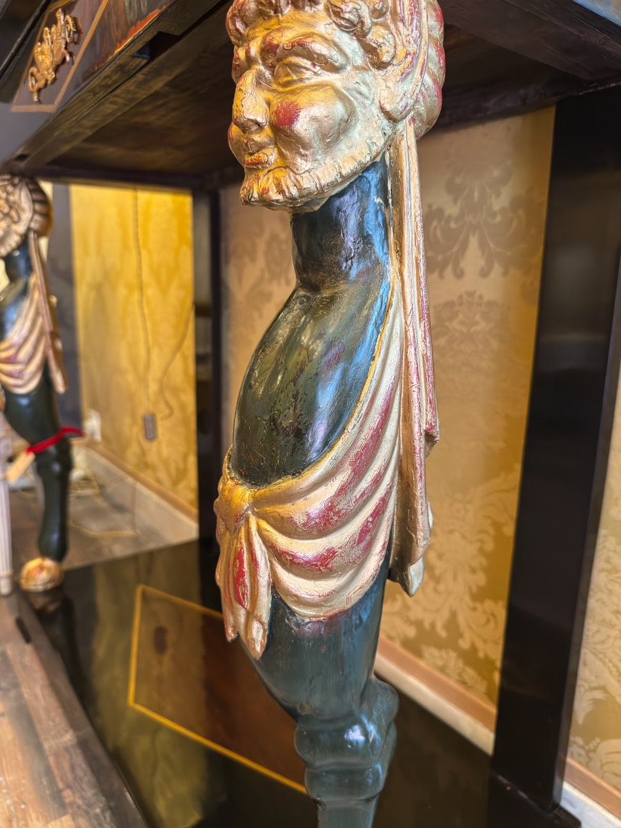 Console Empire à décor de satyres Italie vers 1810-photo-6