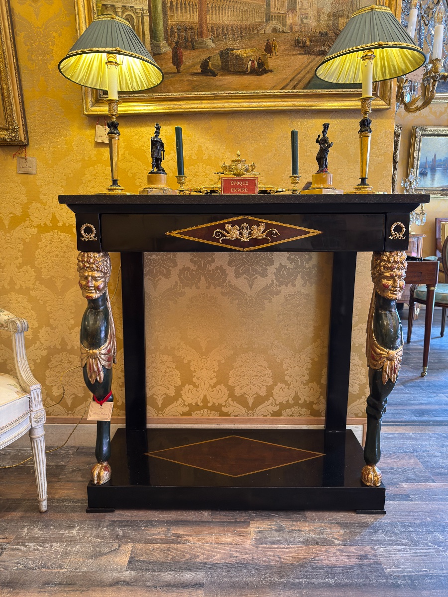 Console Empire à décor de satyres Italie vers 1810-photo-8