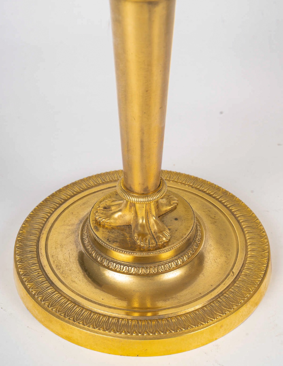 Paire de Flambeaux Aux Bustes de Femmes montée en lampes attribuée à Claude Galle vers 1810-photo-2