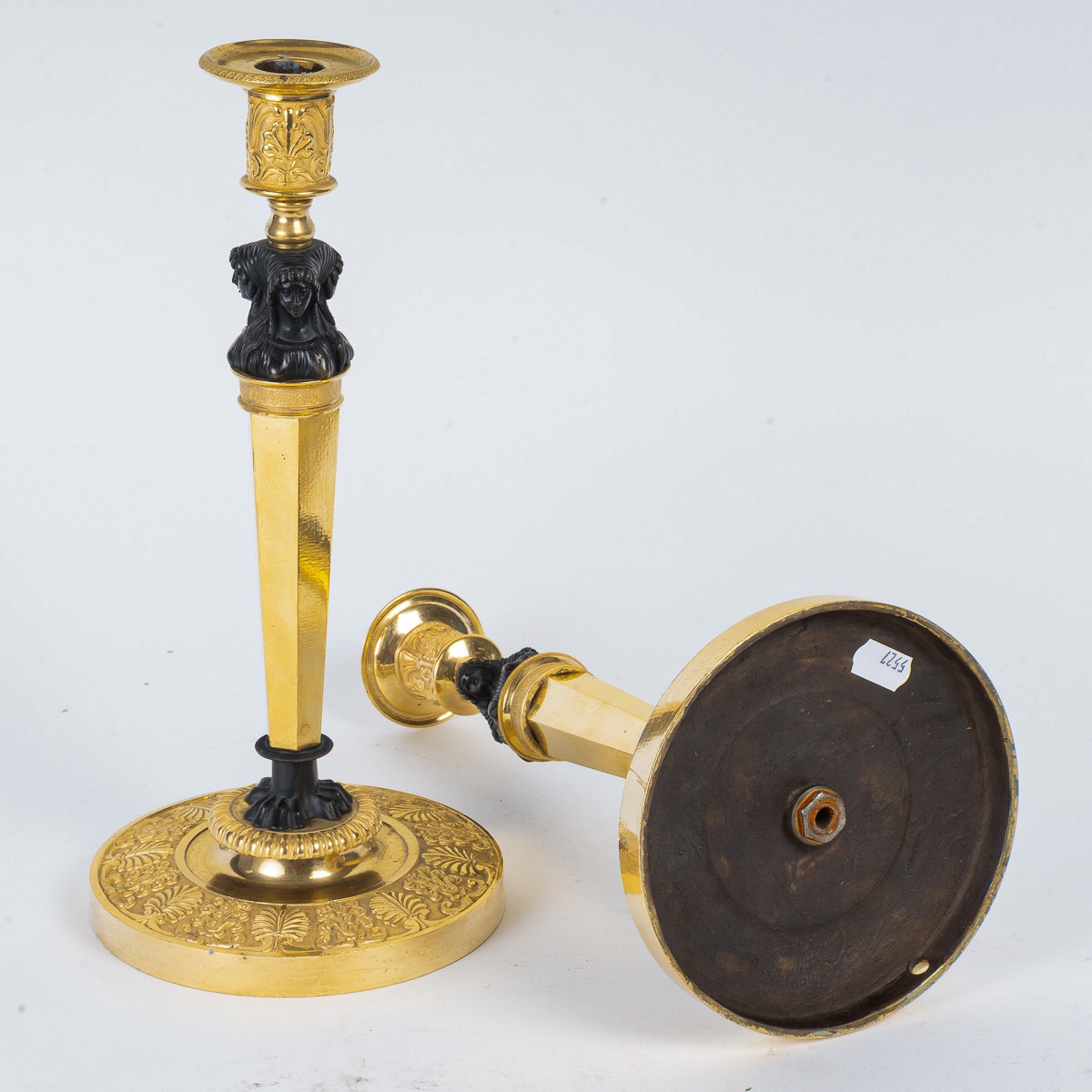 Paire de flambeaux Aux Merveilleuses montée en lampes attribuée à Claude Galle vers 1810-photo-2