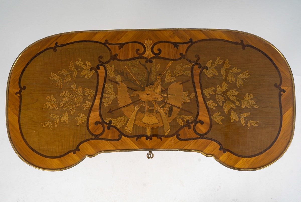 Table écritoire Transition Louis XV-louis XVI En Marqueterie De Chasse Par André-louis Gilbert-photo-3