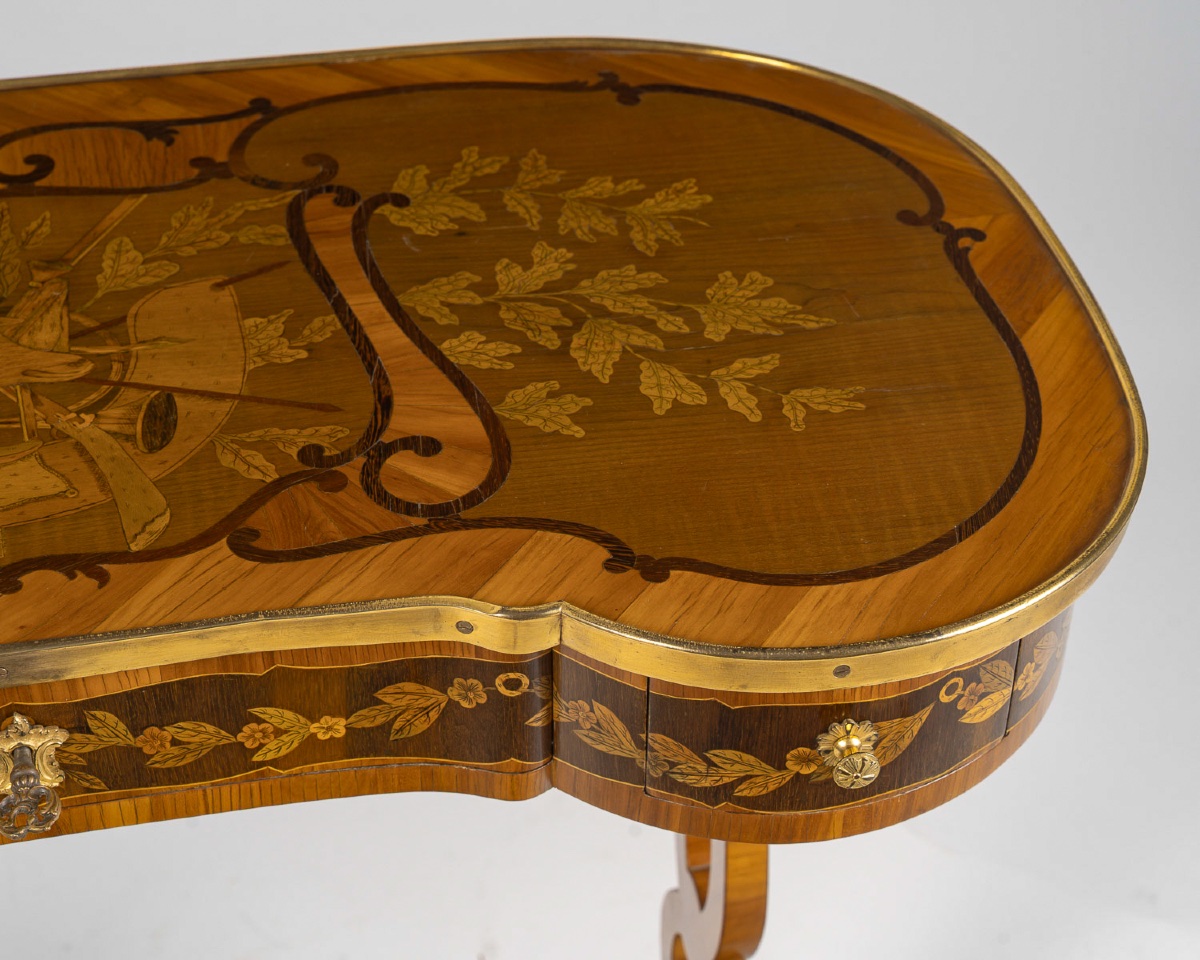 Table écritoire Transition Louis XV-louis XVI En Marqueterie De Chasse Par André-louis Gilbert-photo-4