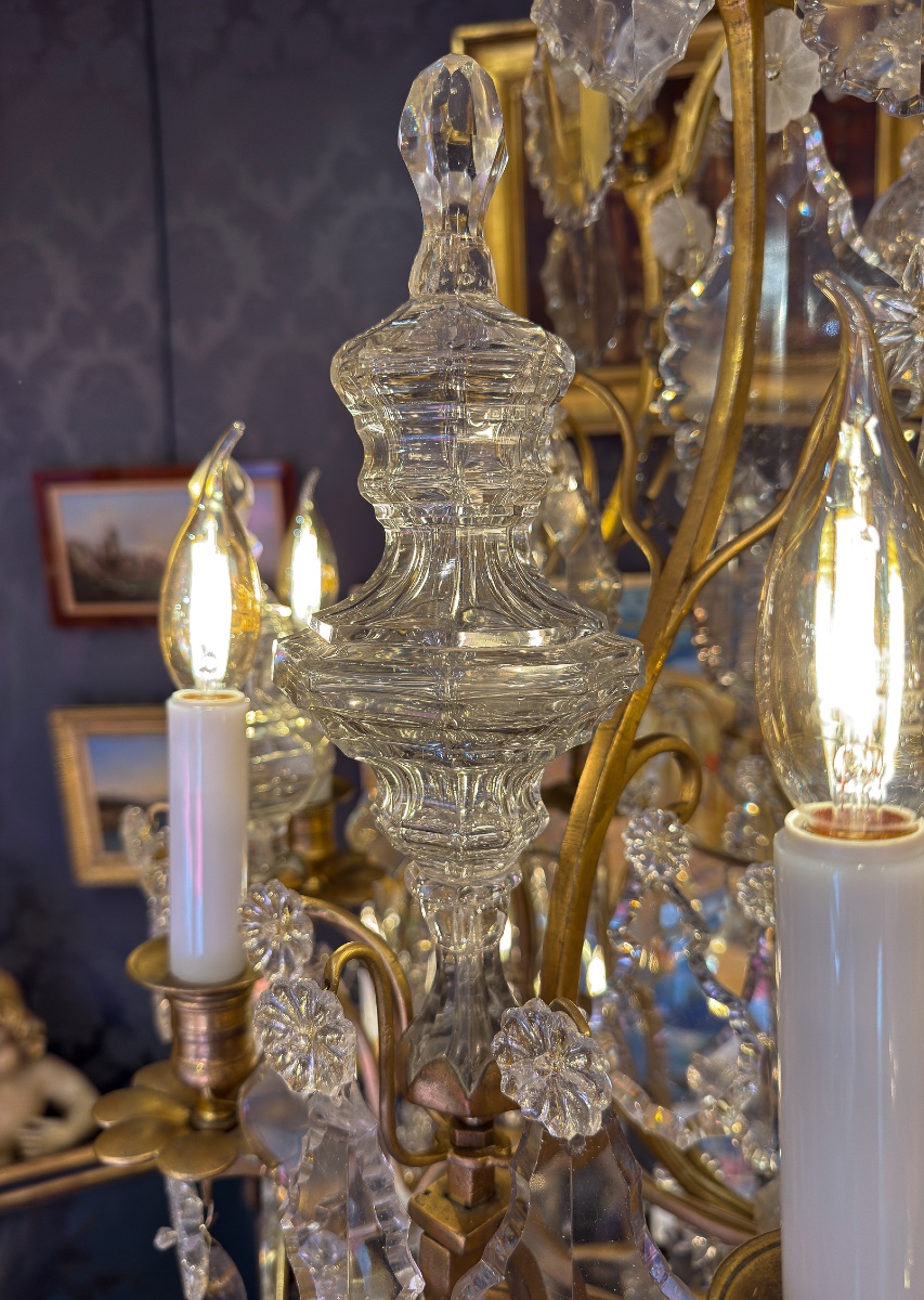 Important Louis XV Period Gilt-bronze And Cut-crystal Chandelier, C. 1760-photo-1