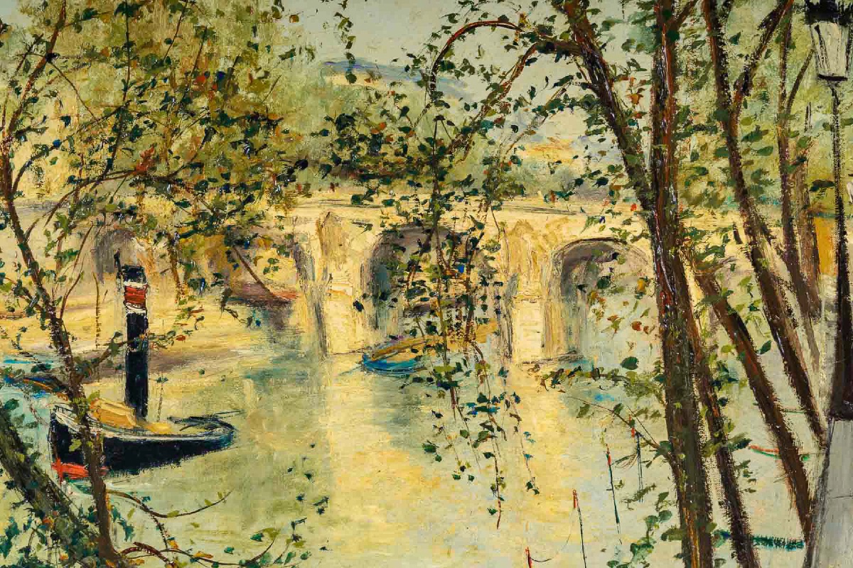 Serge Belloni (1925–2005) – Paris The Pont Marie In Spring Oil On Canvas, Circa 1957-photo-3