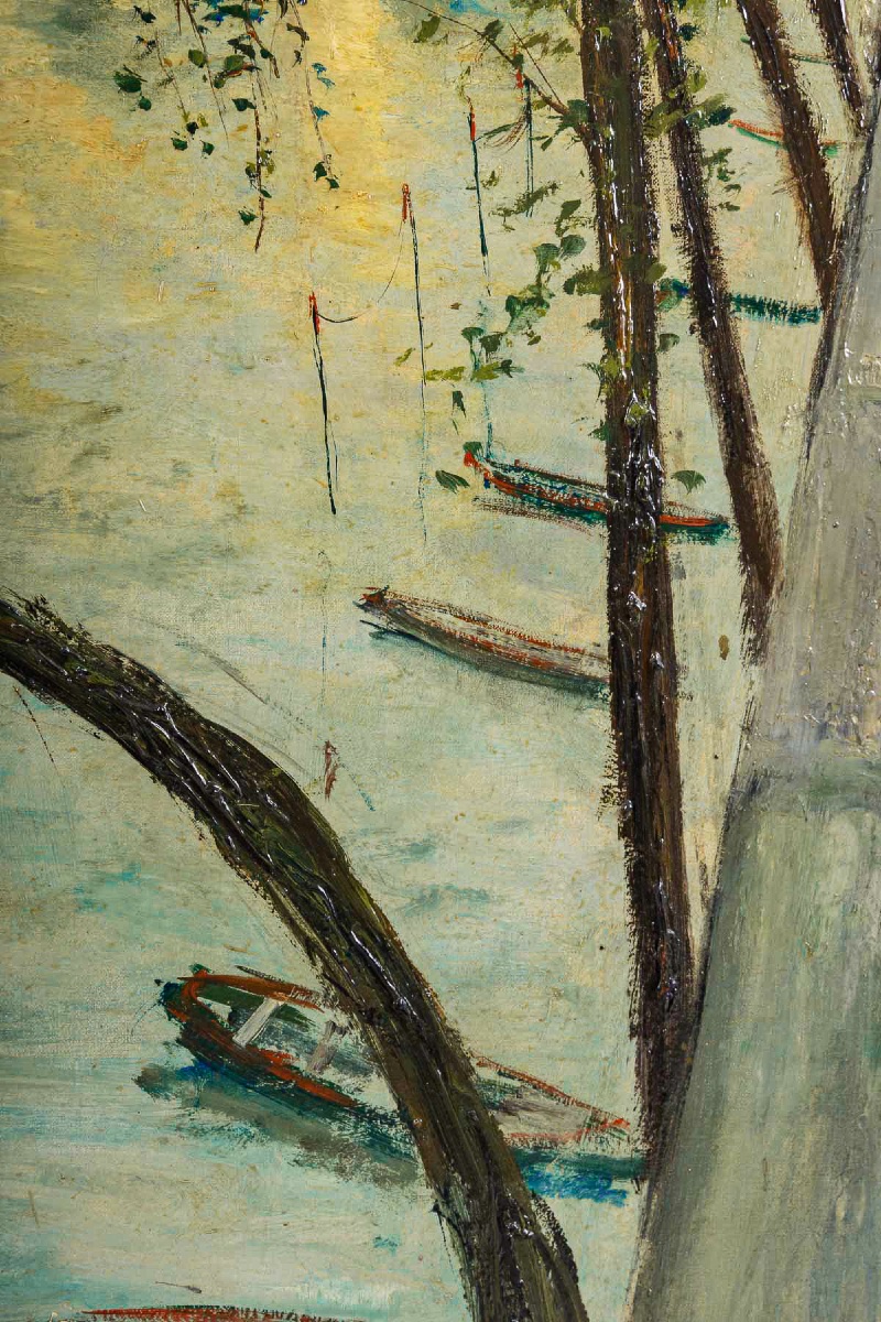Serge Belloni (1925–2005) – Paris The Pont Marie In Spring Oil On Canvas, Circa 1957-photo-4