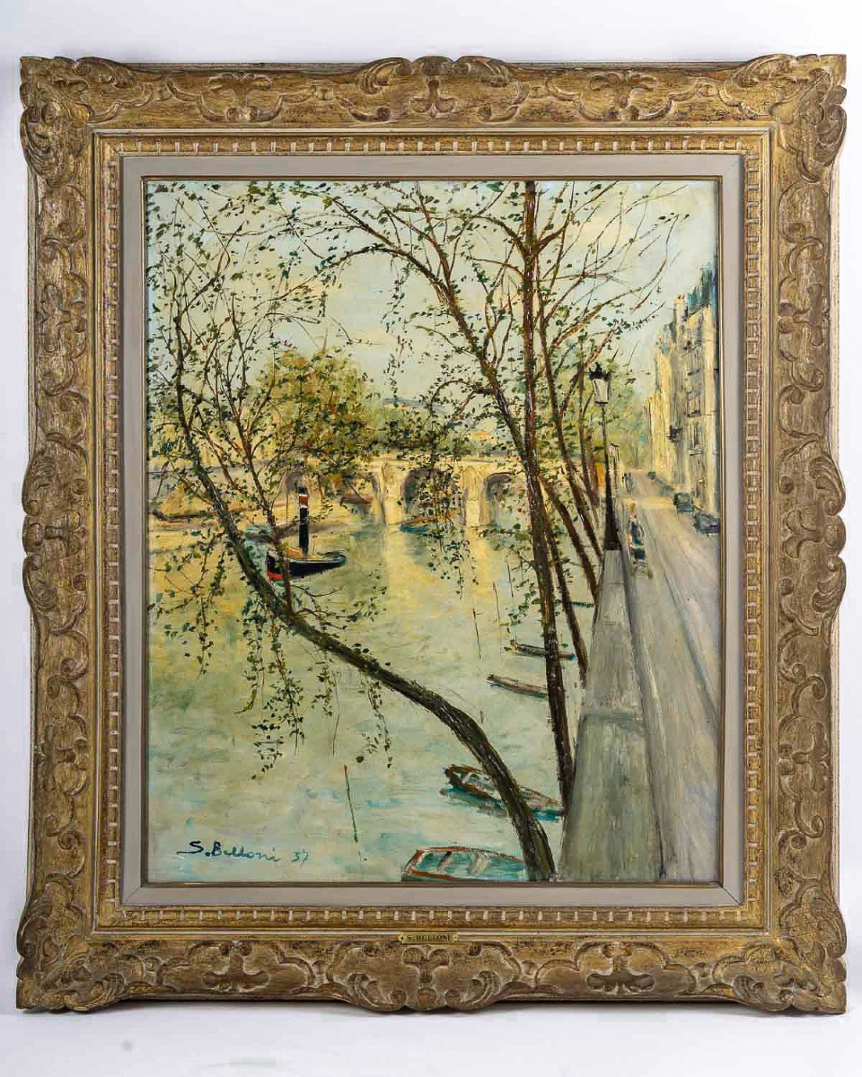 Serge Belloni (1925–2005) – Paris The Pont Marie In Spring Oil On Canvas, Circa 1957