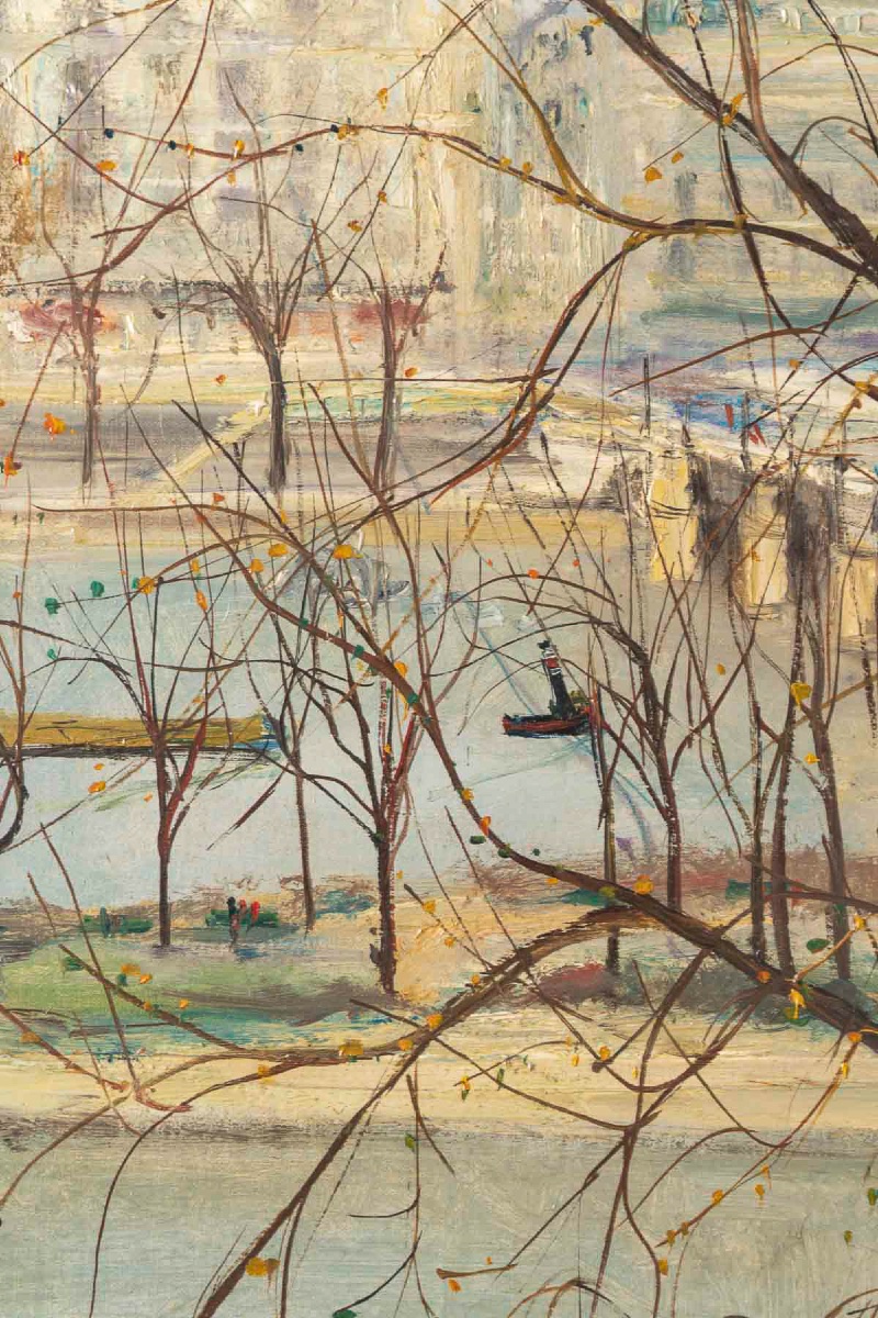Serge Belloni (1925-2005) Paris Vue du Pont-Neuf huile sur toile circa 1957-photo-1