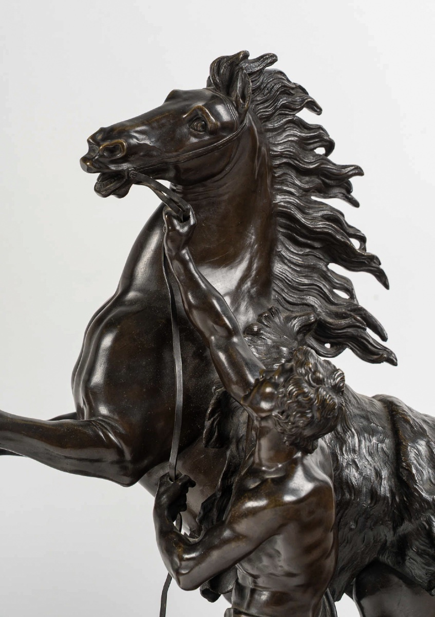 Les Chevaux de Marly, paire de sculptures du XIXème siècle en bronze d’après Guillaume Coustou-photo-3