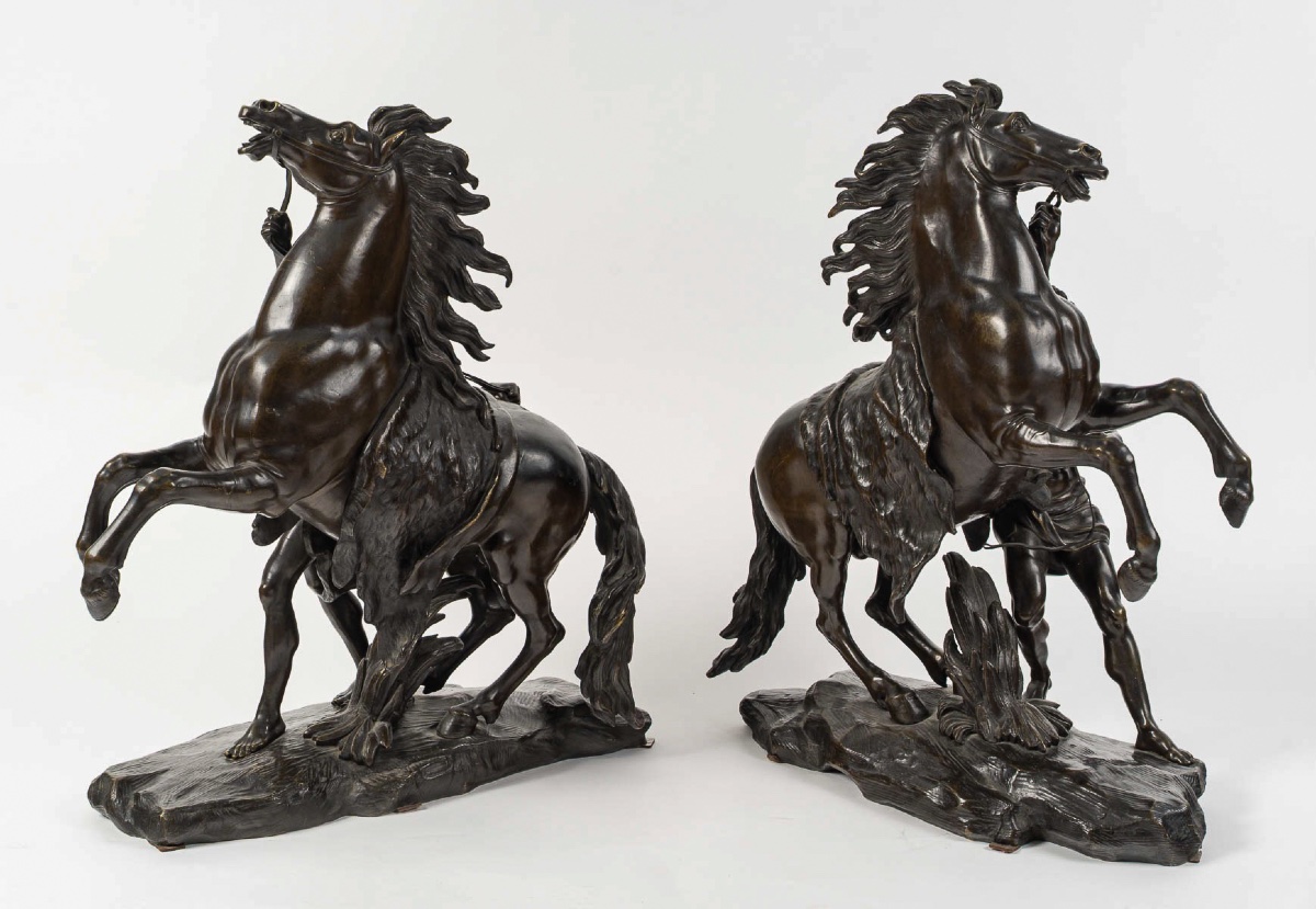 Les Chevaux de Marly, paire de sculptures du XIXème siècle en bronze d’après Guillaume Coustou-photo-6