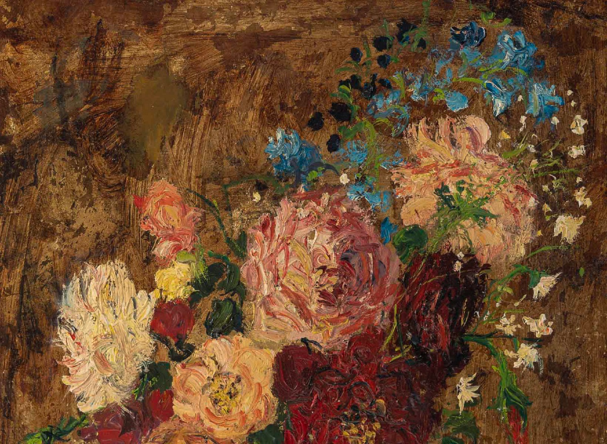 Serge Belloni (1925–2005) – Bouquet Of Roses In A Pitcher, Oil On Panel, Circa 1970-photo-3