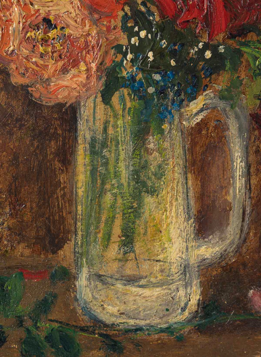 Serge Belloni (1925–2005) – Bouquet Of Roses In A Pitcher, Oil On Panel, Circa 1970-photo-2